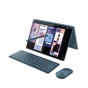 Lenovo Yoga Book 9 13IMU9 Intel Core Ultra 7 155U Hibridinis (du viename) 33,8 cm (13.3") Lietimui jautrus ekranas 2.8K 32 GB LPDDR5x-SDRAM 512 GB SSD Wi-Fi 6E (802.11ax) Windows 11 Home Žalsvai mėlyna